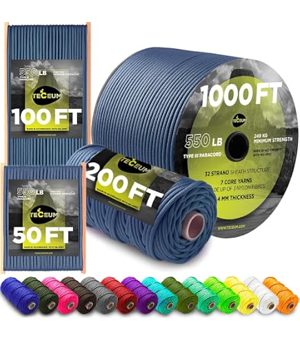PARACORD PLANET En Nylon Type III 7-Strand 550 Paracorde Camo Couleurs U2013 Disponible En 10 '20' 25 '50' 100 '250' Et 1000 ', Veteran, 50 Feet