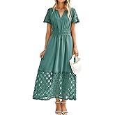 Simplee Womens Summer Maxi Dress 2026 V Neck Empire Waist Long Flowy Boho Dresses with Pockets