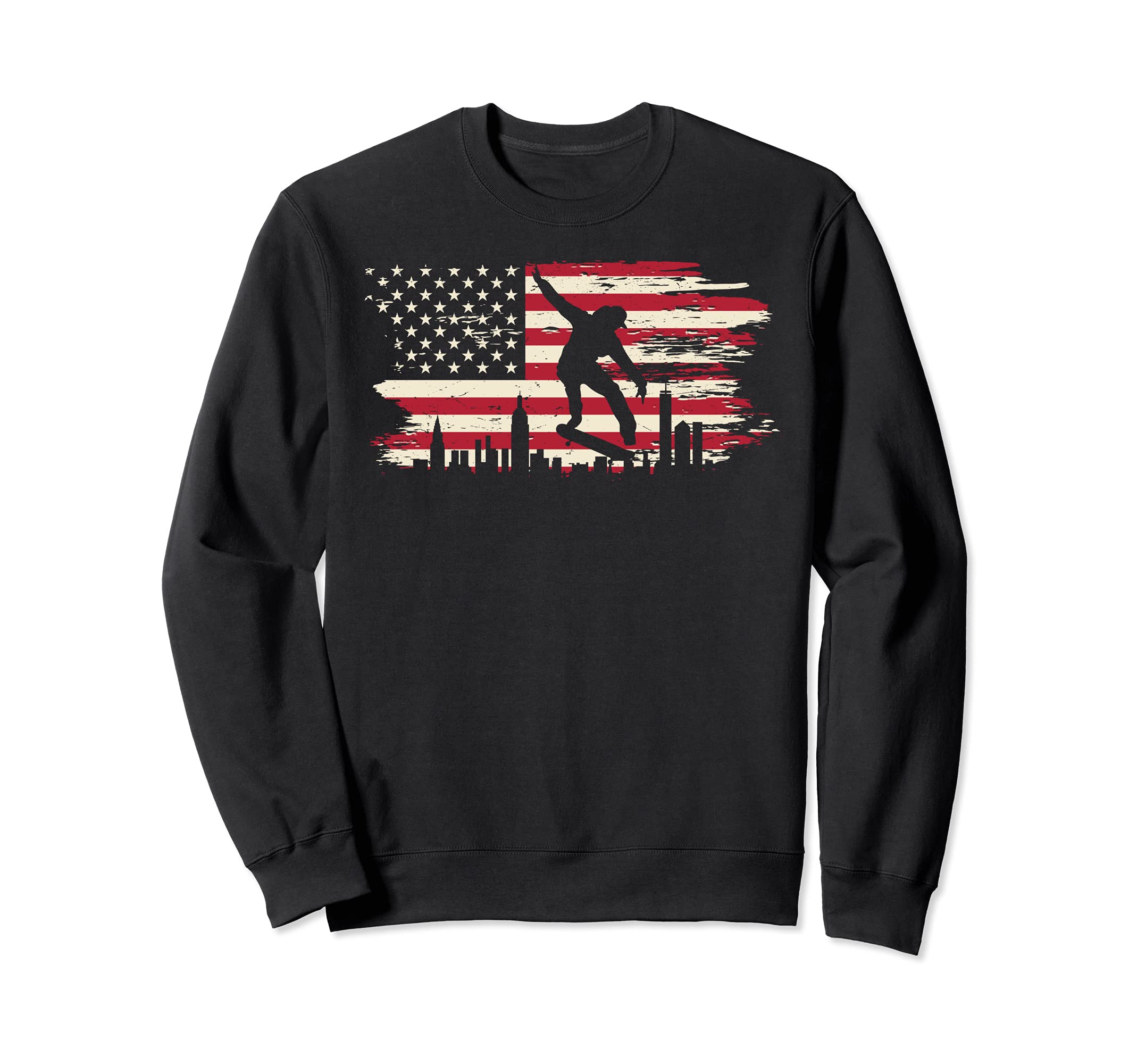 Skateboard American Flag Skate Skateboarding Skateboarder Sweatshirt