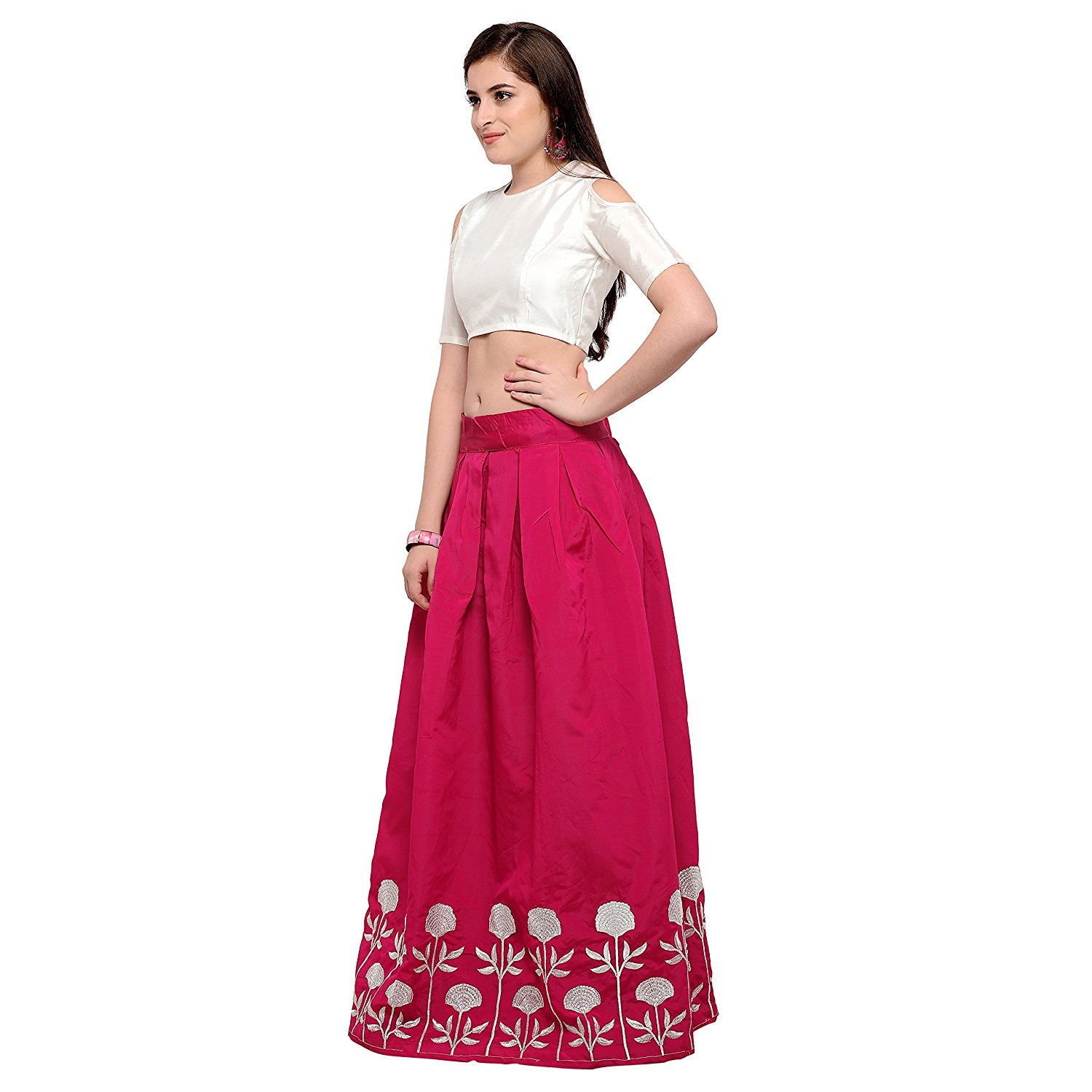 eyesonme women's taffeta silk anarkali gown(free size)