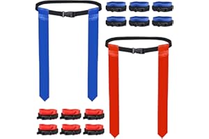 Yaegoo 14 Players Flag Football Belt, Adjustable Flag Football Belts with 14 Belts, 14 Red Flags, 14 Blue Flags for Youth and