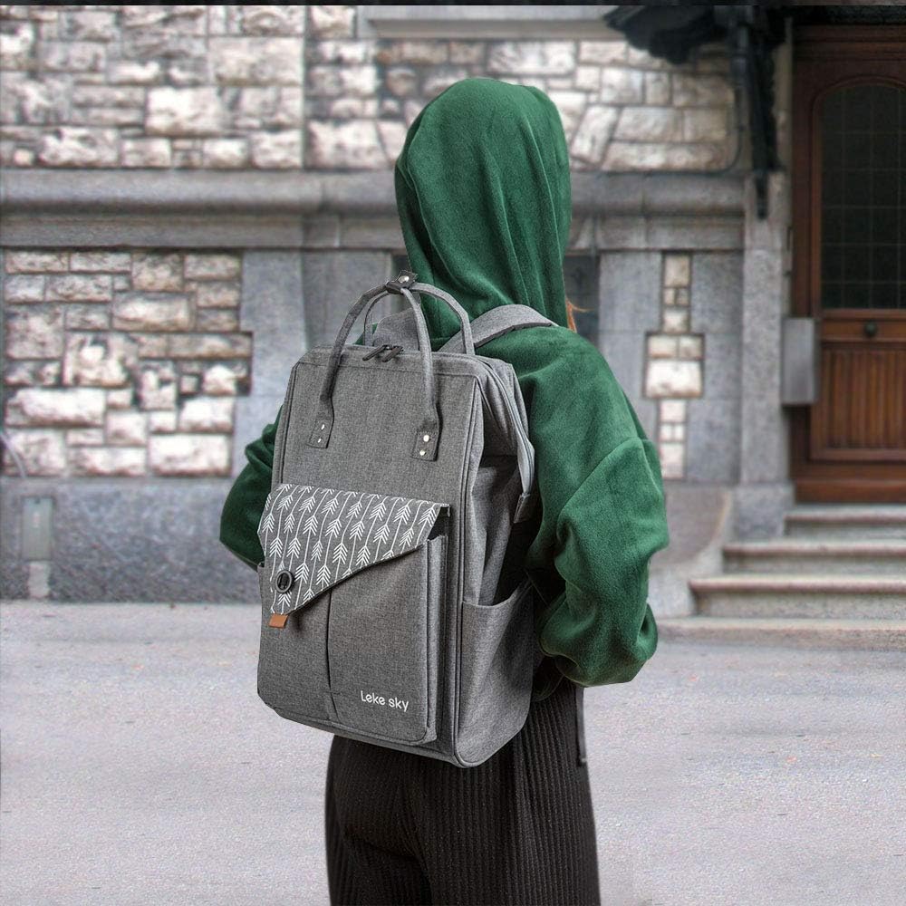 Lekesky Laptop Rucksack Bag 15.6 Inch Computer Backpack School Bag for Travel Business College Women Men- Grey - Image 3
