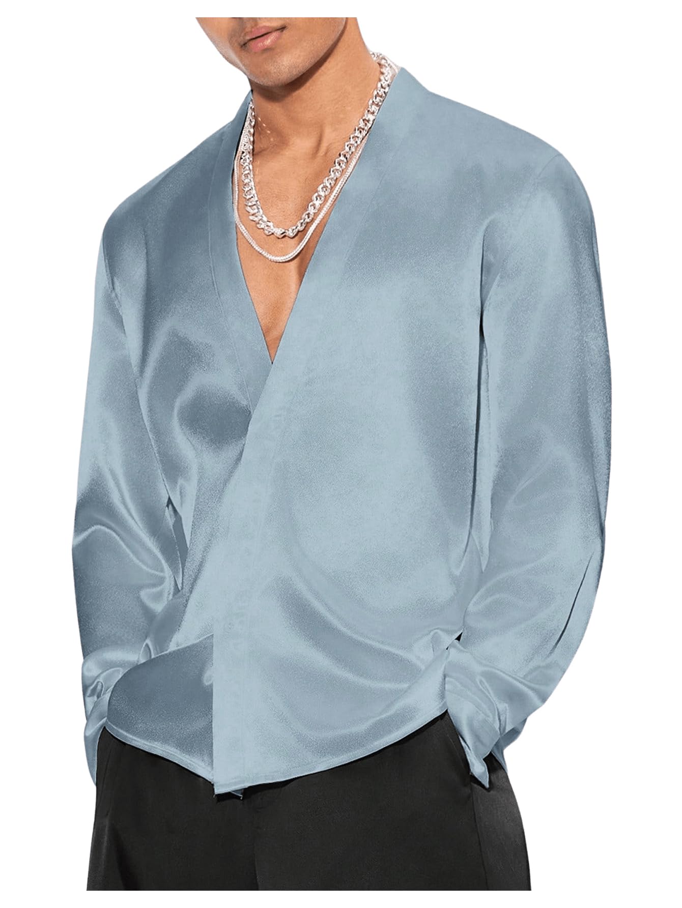 Floerns Men's Baseball Jacket - Long Sleeve, Button Front, Colorblock Style