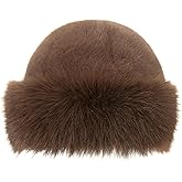 Dufnfn Women's Faux Fur Bucket Hat - Winter Warmth Bucket Hat Fluffy Snow Hat Fuzzy Fisherman Cap Warm Cute