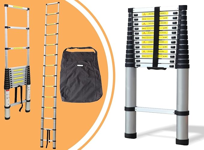 Leogreen - Telescopic ladder, Ausziehbare Leiter, 4,1 Meter, EN 131, GRATIS Tragetasche, Maximalbelastung: 150 kg, Gefaltete 