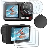 FitStill [10Pcs] LCD Screen Protector with Silicone Lens Cap Appliable for DJI Osmo Action 5 Pro,Osmo Action 5 Pro Action Cam