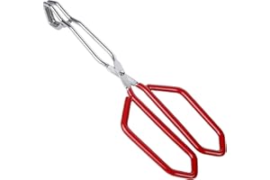 MSY BIGSUNNY Stainless Steel Scissor Tongs Heavy Duty Cooking Tongs with Soft Handles (1, red 11")