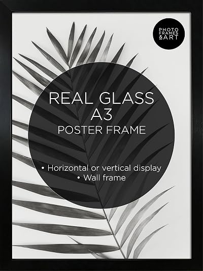 pf+a REAL GLASS A3 Black Frame Premium Frame Black pf+a