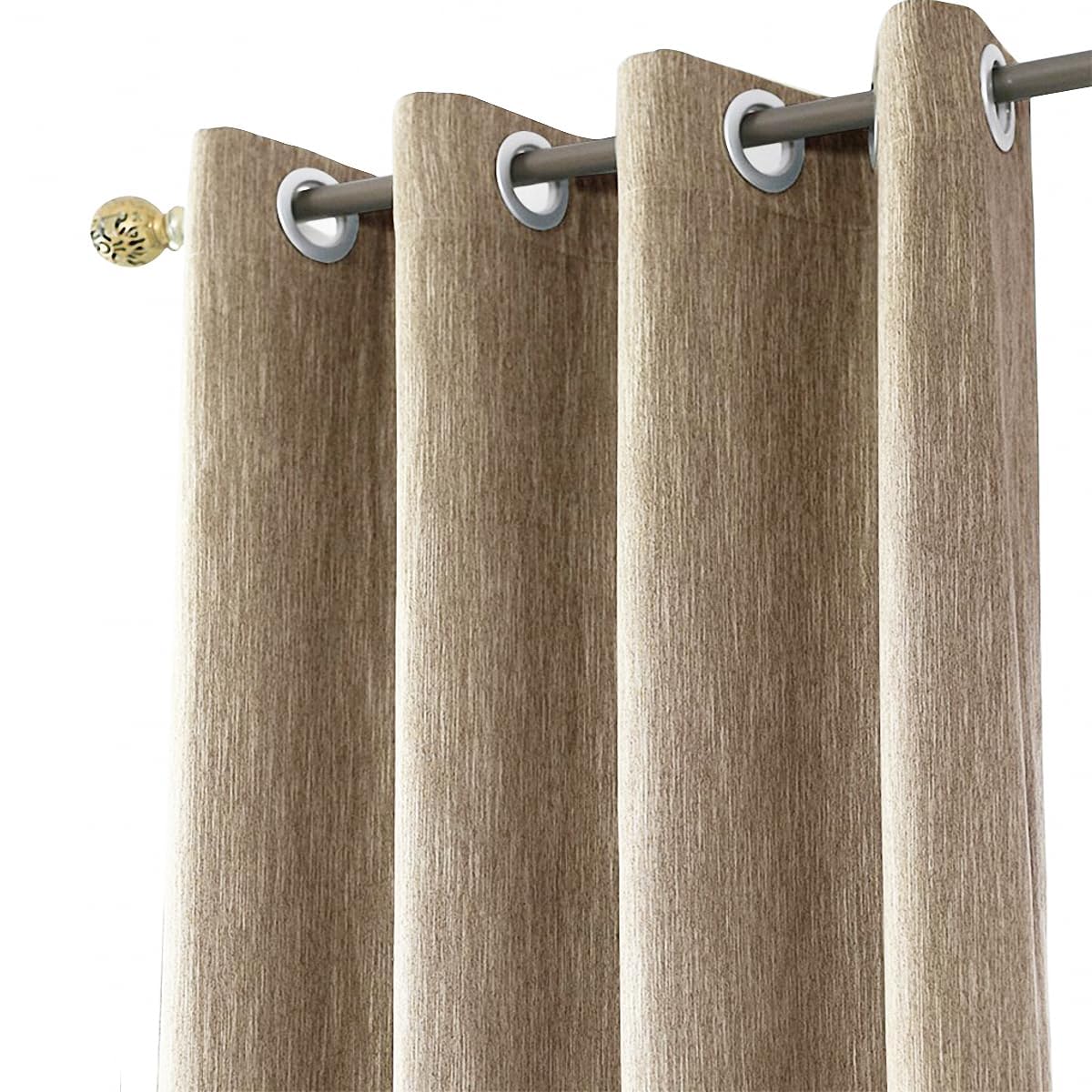 Melodieux Front Door Curtain with Tiebacks - Coffee Casual Linen Look Semi Blackout Window Curtains, Noise & Thermal Insulated, Eyelet Grommet Rocket Draps for Doorway, Kitchen (1 Penel, 46 x 90 Inch)