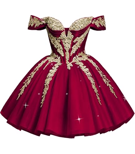 damas dresses red and gold LuxeEspy Apricot 3D Flowers Short DAMA for Girl Lace Appliques Beading Off Shoulder Homecoming Dresses Diamonds 0 at Amazon Women's Clothing store printed dresses