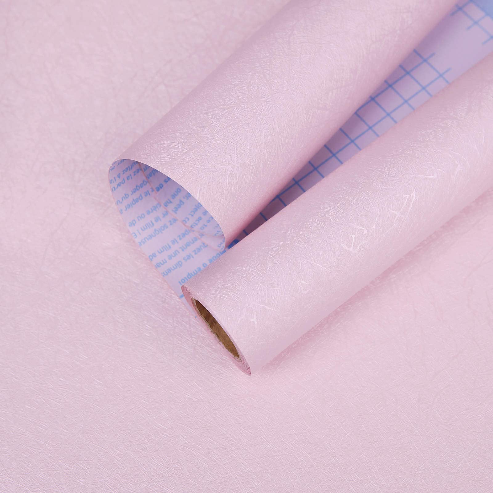 15.7" X 118" Pink Wallpaper Embossed Self Adhesive Peel and Stick Removable Home Decorative Vinyl Film Cabinet Furniture Countertop Solid Color Shelf Paper Silk