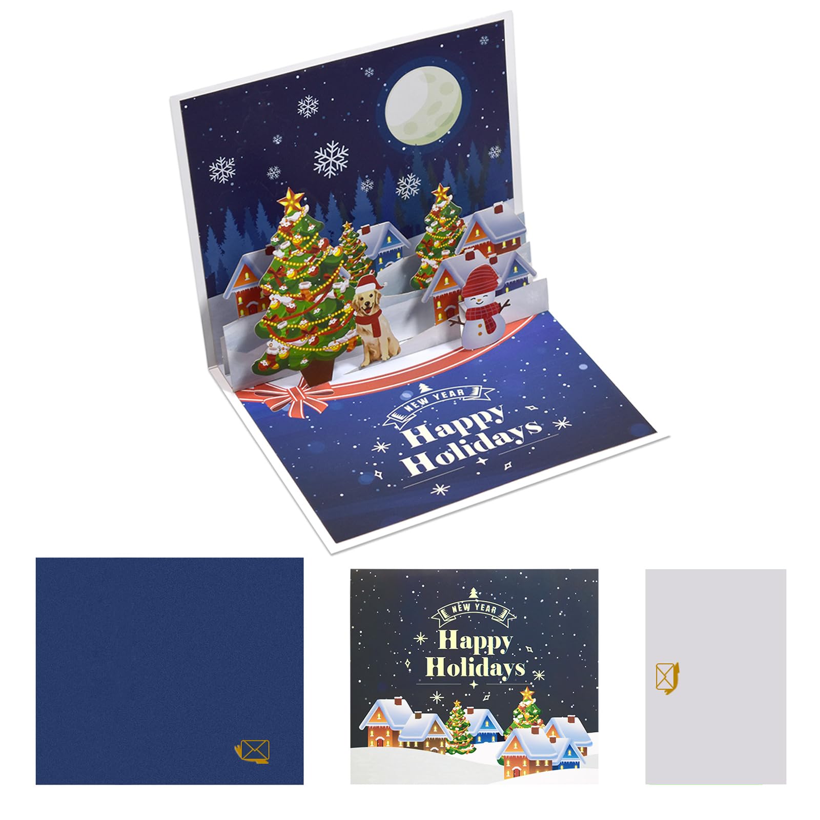 Christmas Tree 3D Pop Up card,Happy Holiday Pop up Christmas Cards for Children,3D Special Pop Up Greeting Card Gift for Kids,Friends,Family,Husband Wife 3D Christmas Card Village Pop-Up Card