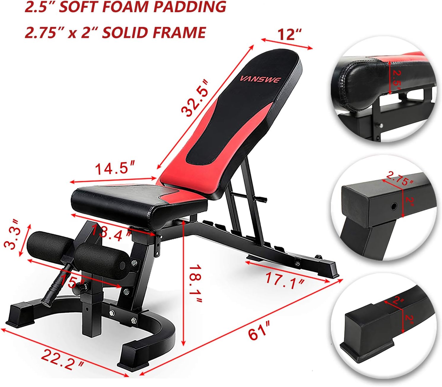 vanswe adjustable weight bench