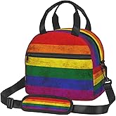 bassyil Rainbow Insulated Lunch Bag Reusable Lunch Box With Adjustable Shoulder Strap Cooler Tote Bag For Men Women