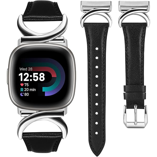 Leather Band Compatible With Fitbit Versa 4/Sense 2 Bands For Women, Dressy Slim Leather Strap Wristband Compatible With Fitbit Sense/Versa 3 Luxurious Metal Buckle (Beige/Rose Gold