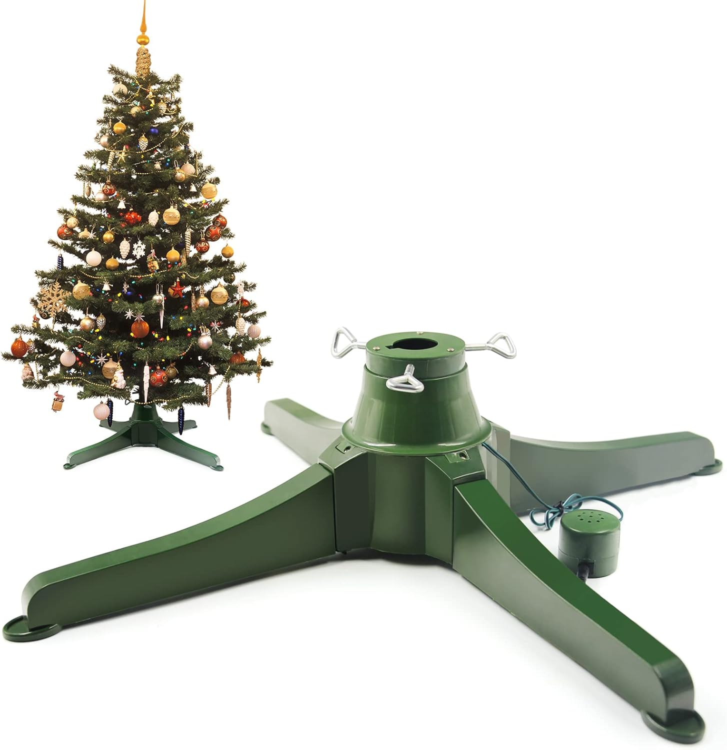 Tree Stands - Craft Spot! 360-Degree Rotating Artificial Christmas Tree Stand, Adjustable Christmas Tree Stand with Music Box, Suitable for Above 7.5 Feet Tree
