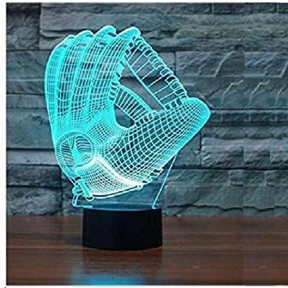 SUPERIORVZND 3D Baseball Gloves Night Light Touch Table Desk Optical Illusion Lamps 7 Color Changing Lights Home Decoration Xmas Birthday Gift