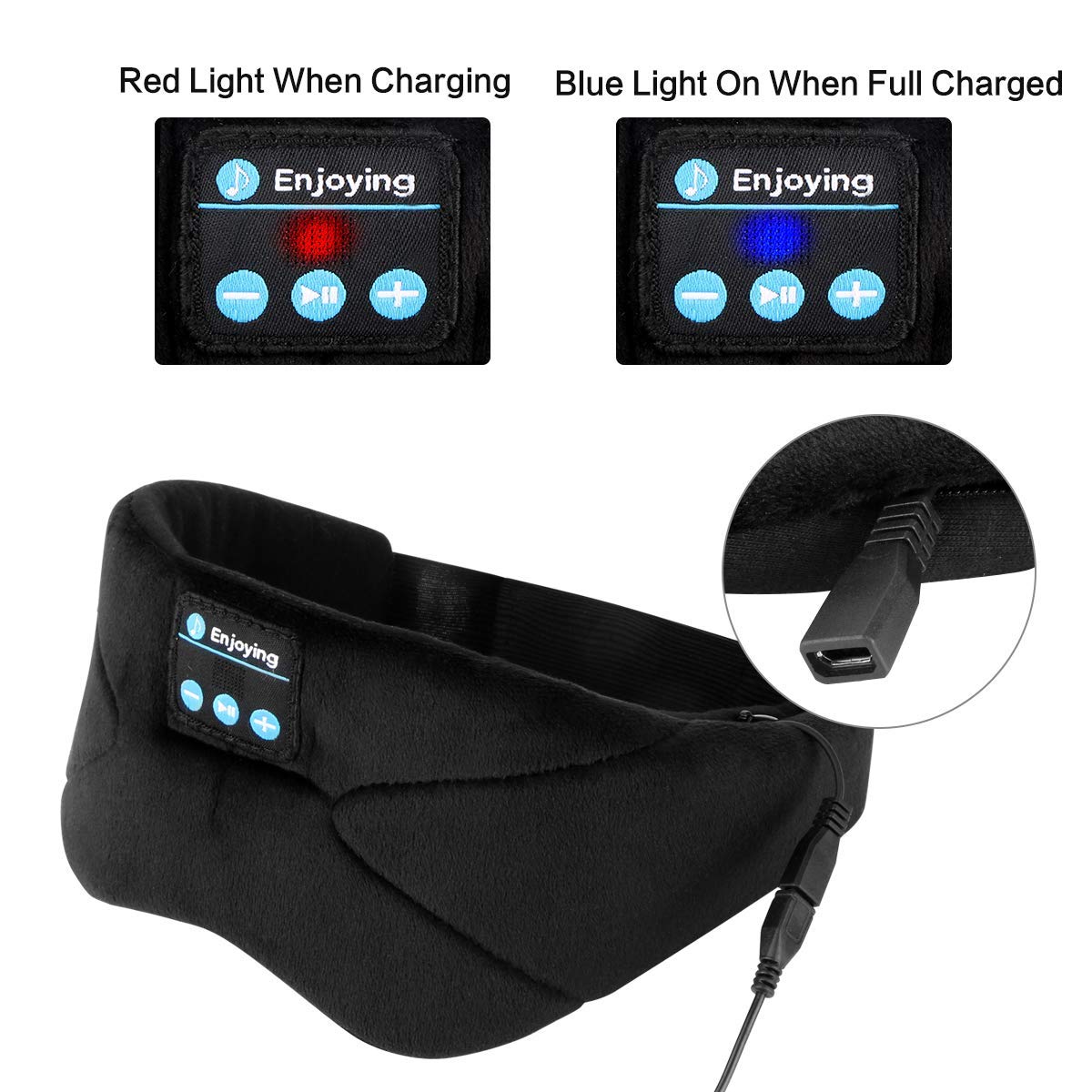 Masque de Sommeil Bluetooth, Casque Bluetooth Masque de Nuit,Masque de Yeux Respirant Ultra-Douce pour Voyage