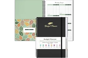 ASTEN Budget Planner, Budget Book with Expense Tracker, Financial Planner with 12 Pockets, Undated Monthly Bill Organizer Notebook to Take Control of Your Finances, Bill Book for Beginner 7" x 10"(Black)