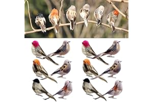 FBIRDY 12pcs Artificial Birds Clip on Birds Artificial Sparrow Realistic Birds Fake Birds Faux Birds Feather Birds Foam Birds for Decorative Hanging Ornaments Yard Patio Wreath Designs Garden Decor