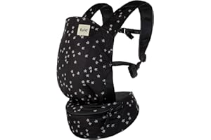 Baby Tula Lite Ripstop Nylon Compact Baby Carrier, Lightweight & Ergonomic Carrier for Travel w/Convenient Storage Hip Pouch, Multiple Carrying Positions for 12lbs to 30lbs - Discover (Black/Stars)