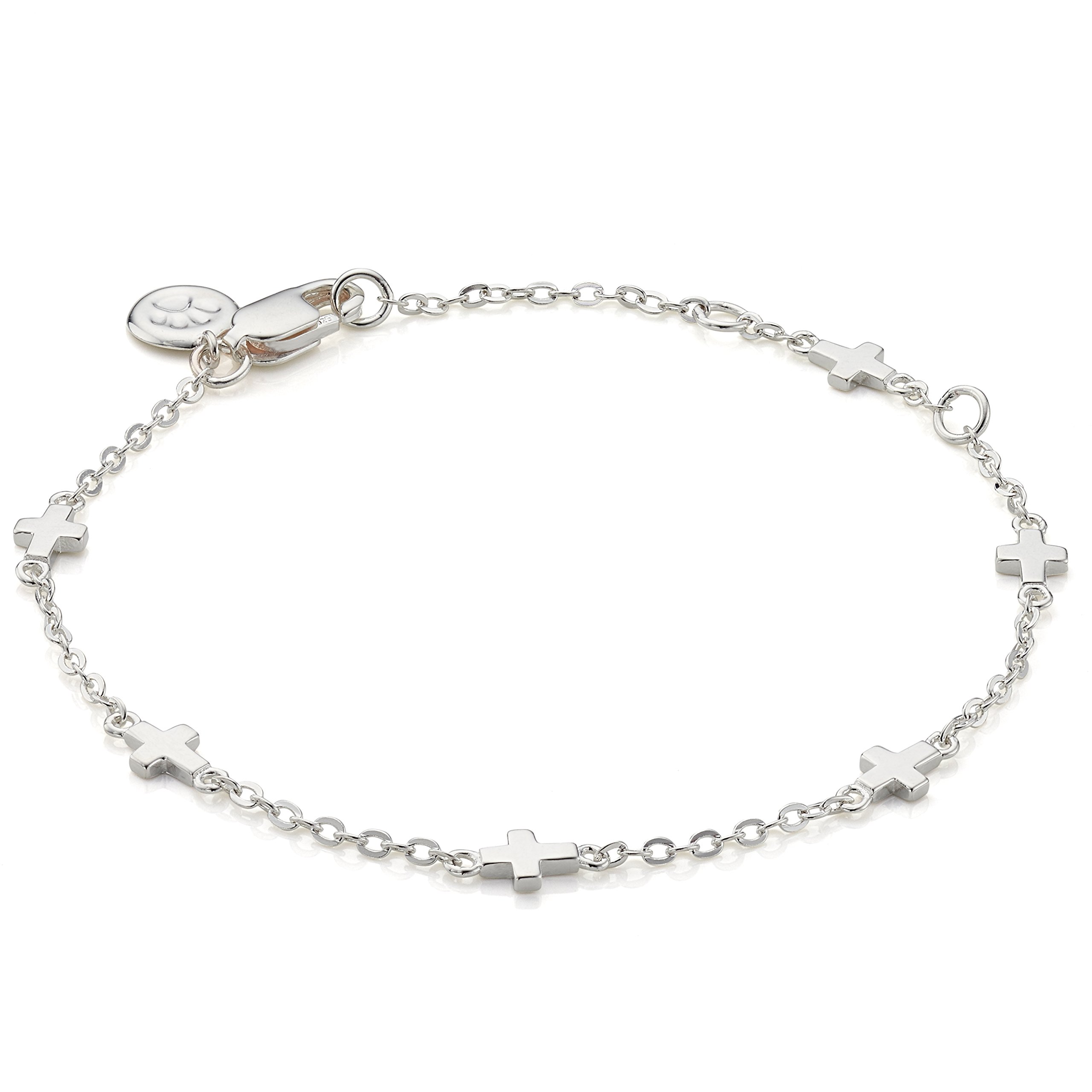 Molly Brown London Sterling Silver Little Crosses Holy Communion Bracelet. Ideal for Christening, Holy Communion Gifts for Girls, Flower Girl and Bridesmaids Gifts