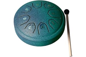 FLEXMAN Steel Tongue Drum, 4.5 Inch 8 Tone C Key Carbon Mini Steel Tongue Drum with Sound Sticker Drumstick, Sound Healing Gi