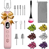 Electric Nail File, 10 Speeds Cordless Nail Drill with LED Light, Portable Manicure Pedicure Kit for Acrylic Gel Nails Thick Toenails Nail Grind, Hand Natural Nails Care - 10 Bits & 120 Sanding Bands