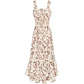 GRACE KARIN Women's 2025 Summer Floral Boho Dress Square Neck Strapped Swing A Line Sundress Beach Long Maxi Outfits