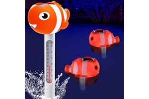 KingSom Pool Thermometer Floating, Easy Read Solar Pools Thermometers with Clown Fish Light,Pro Pools Temperature Thermometer,Shatter Resistant Water Thermometers for Ice Bath,Hot Tub Thermomete r