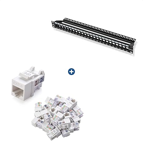 Amazon Com Cable Matters Rack Or Wall Mount 24 Port Cat6 Cat 6 Keystone Patch Panel Blank Patch Panel Slim Profile 90 Degree Cat 6 Rj45 Keystone Jack In White Computers Accessories