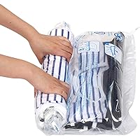 12 Travel Compression Bags, Hibag 12-Pack Roll-Up Space Saver Storage Bags for Travel, Suitcase Size (12-Travel)