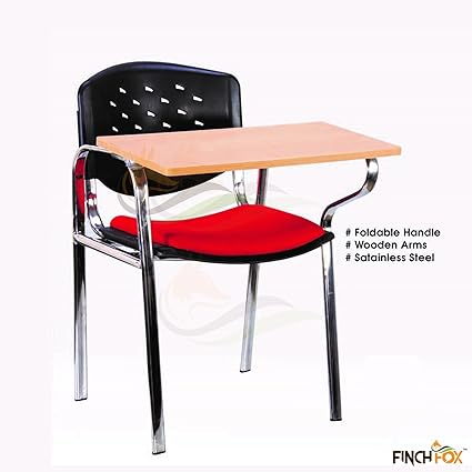 Finch Fox Stainless Steel Frame Writing Chair, PP Back and Seat, Red & Black