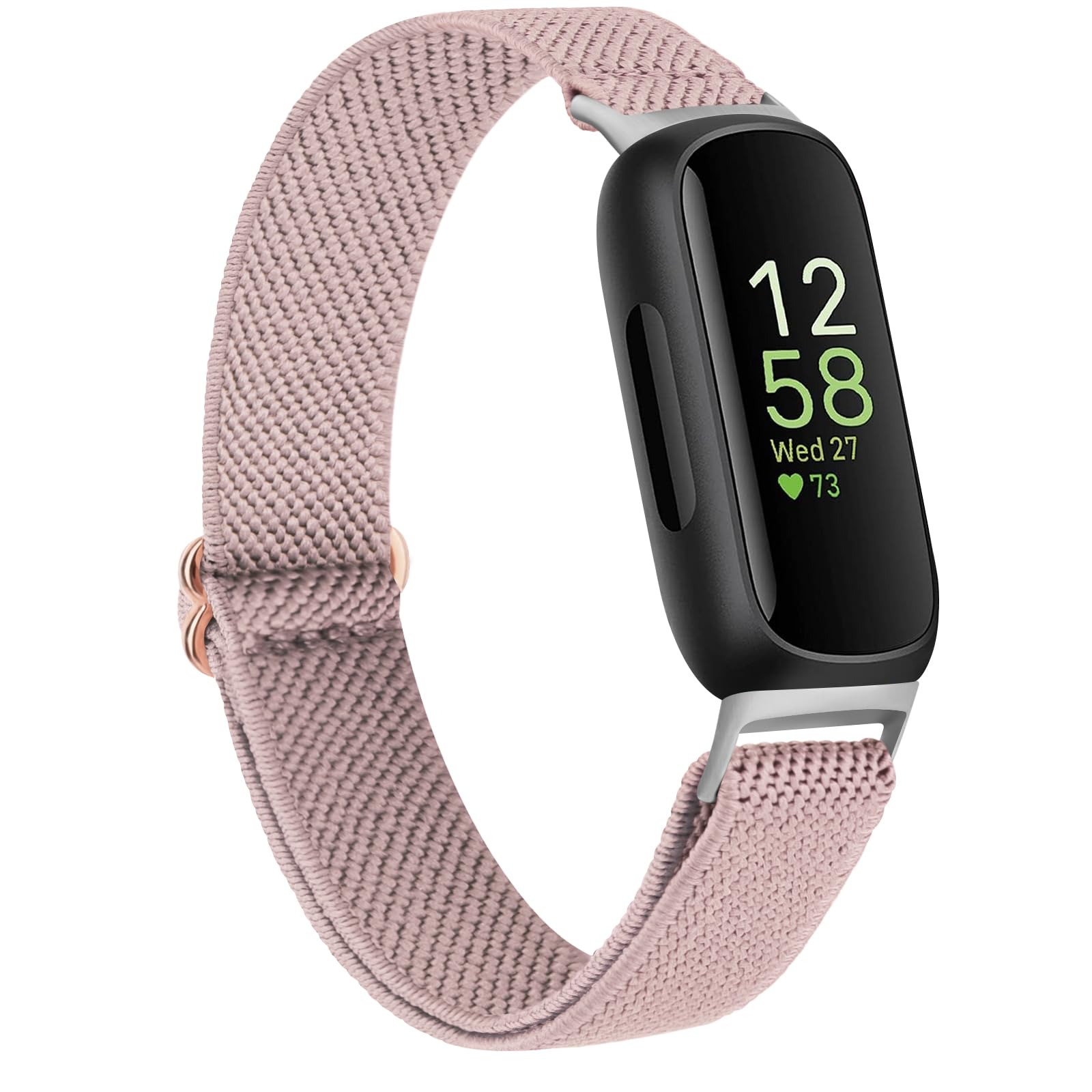 Wanme Elastic Nylon Straps Compatible with Fitbit Inspire 3 Strap for Women Men, Soft Adjustable Stretchy Sport Bands Replacement Wristband for Fitbit Inspire 3 Fitness Tracker (Rose)