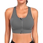 JoyGirl Zip Front Sports Bra for Women High Support Mesh Racerback Workout Bras Wirefree Padded Yoga Exercise Athletic Bras