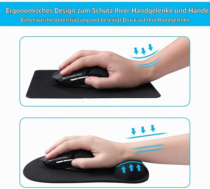 Mouse Mat Gel Cushion Mouse Pad with Palm Rest Ergonomic Mouse Pad Keyboard Wrist Rest Gel Cushion Mouse Mat for Computer and Laptop (Dark)