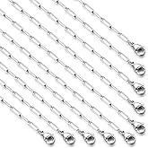 10PCS Paperclip Chains Necklace Bulk 2.5MM 18 Inches Stainless Steel Finished Paperclip Link Chain Bulk forJewelry Making