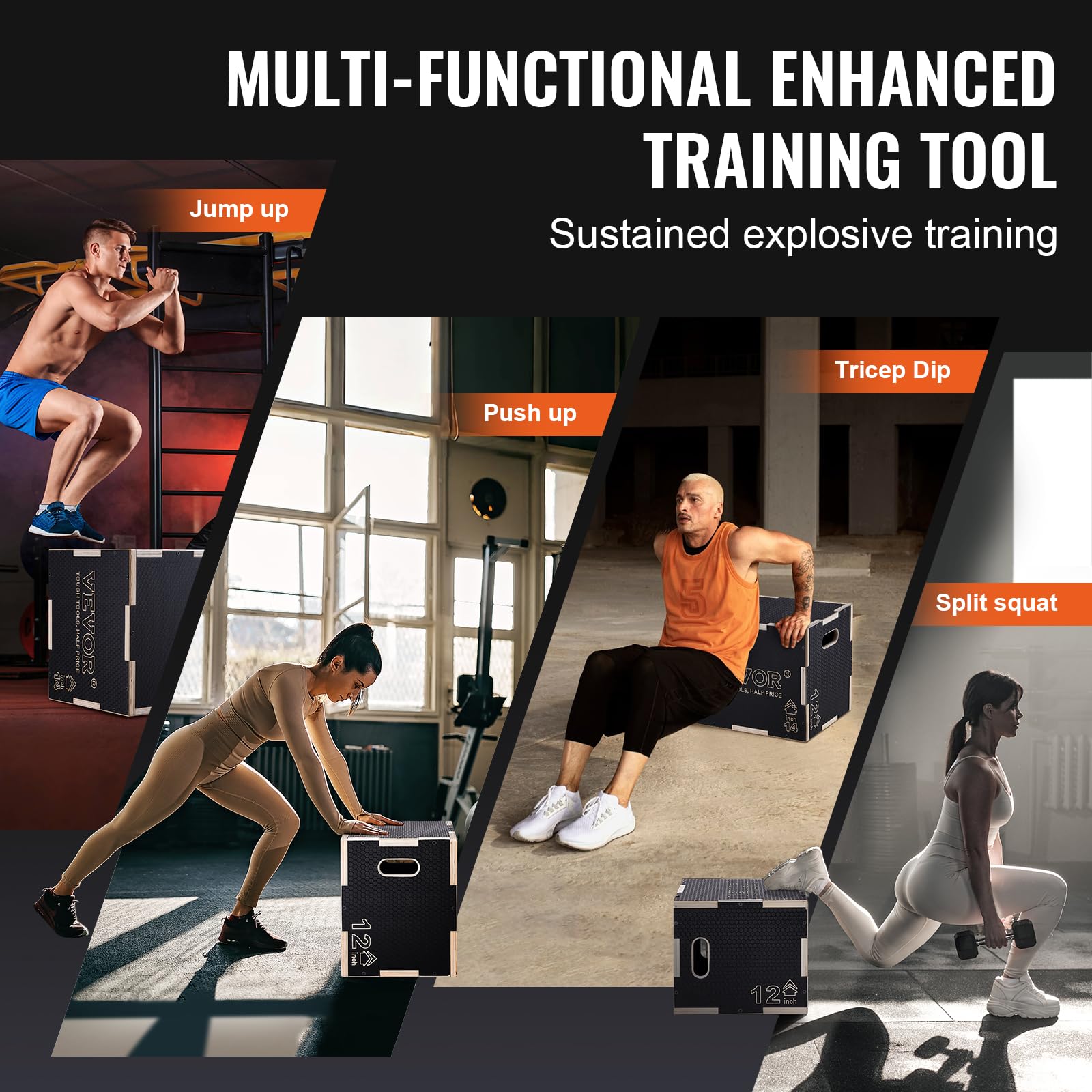 Mua VEVOR 3 in 1 Plyometric Jump Box, Easy-to-Assemble Wood Plyo Box ...