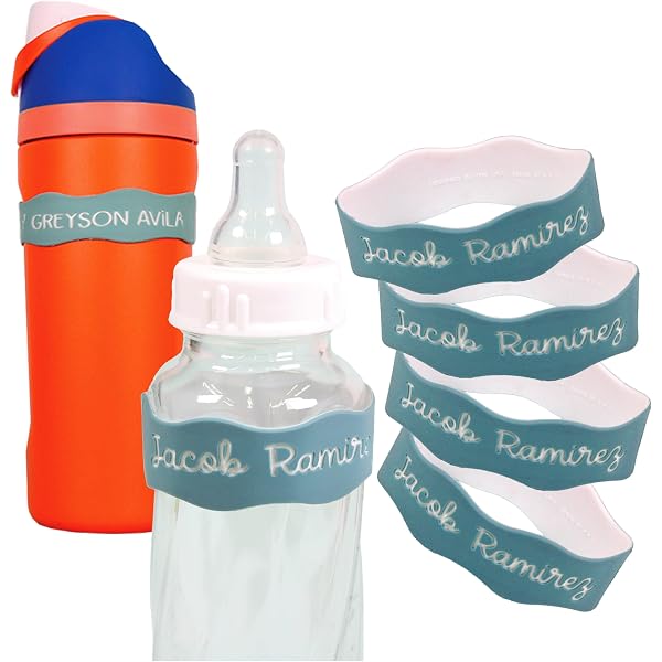 Custom Baby Bottle Labels Reusable Silicone Name Bands...