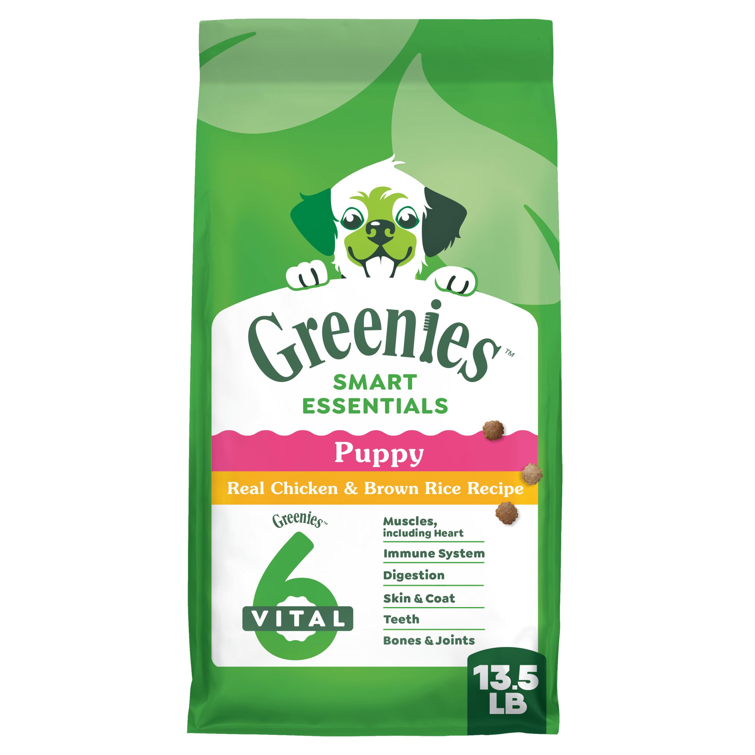 Photo 1 of ***BEST BY 4/7/26*** Greenies Smart Essentials Puppy High Protein Dry Dog Food Real Chicken & Brown Rice Recipe, 13.5 lb. Bag