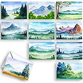 Wright Home & Gift Watercolor Landscapes All-Occasion Blank Note Greeting Cards | 20 Pack Assortment Bulk Variety Set + 20 Envelopes (4x6)