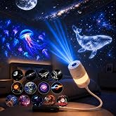 2-in-1 Galaxy Projector Night Light, HD Smart Ocean Projector for Bedroom | USB Portable, Mini Hd Star Ocean Projector with 13 Projector Films,360 Rotating for Bedroom Ceiling Wall Gift