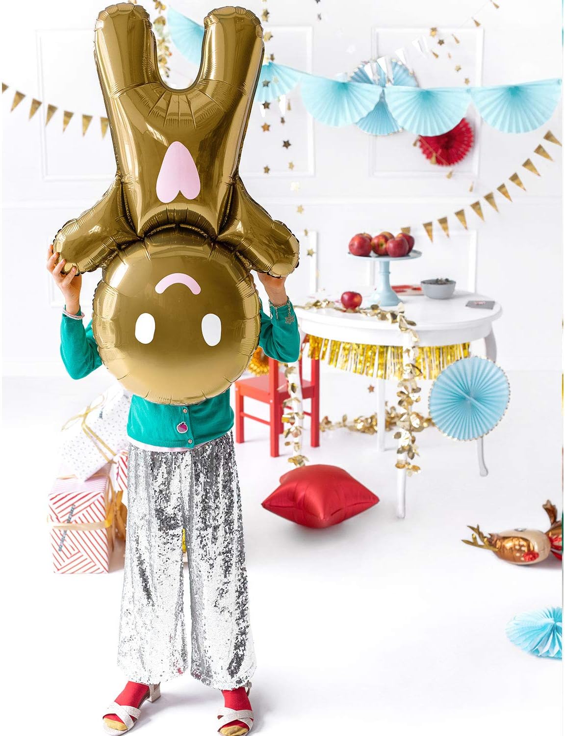 Gingerbread Man Foil Large Party Balloon, Multicolor - Image 3
