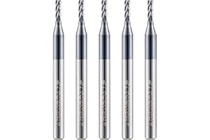 Turnextte 5 PCS 1/16" Micrograin Carbide Square End Mill Set, 4 Flute HRC 45 Deg AlTiN Coating End Mill Bits Set for Milling Alloy Steels, Hardened Steel,CNC Router Bits for DIYers & Professionals