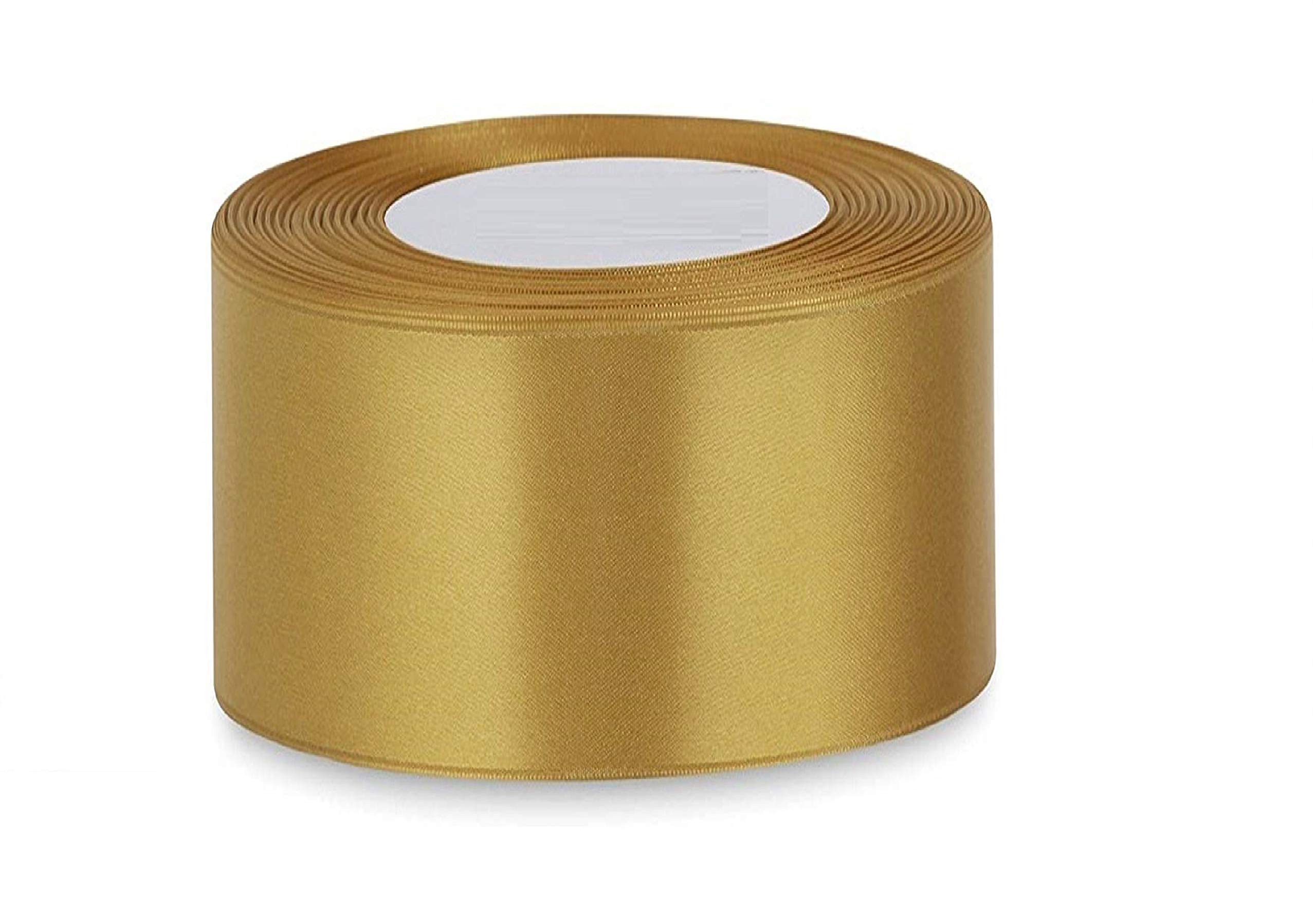 Gold Satin Ribbon - 50mm Wide - Full 25m Reel - GCS LONDON