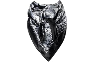 GENEMEN Bandanas for Men Women Western Foulard Cowboy Silk Paisley 35 Inch Head Scarf Oversize Neckchief