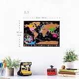 Atlas & Green World Map Scratchable Poster A3 + UK Map Gift Kit view 2