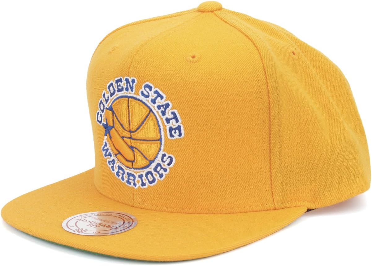 Mitchell & Ness Golden State Warriors Wool Fitted Baseball Hats Grey Blue Flat Bill NBA Basketball Cap