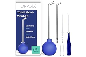 Oravix Tonsil Stone Vacuum, Tonsil Stone Remover Vacuum Suction, Tonsil Stone Cupping Tool, Tonsil Stone Removal Tool with Suction, Tonsil Stones Removal Vacuum, Tonsil Stone Extractor - 3 in 1 Kit