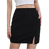 SOLY HUX Women's Plus Size High Waist Elastic Slit Sexy Stretch Fitted Bodycon Mini Skirts